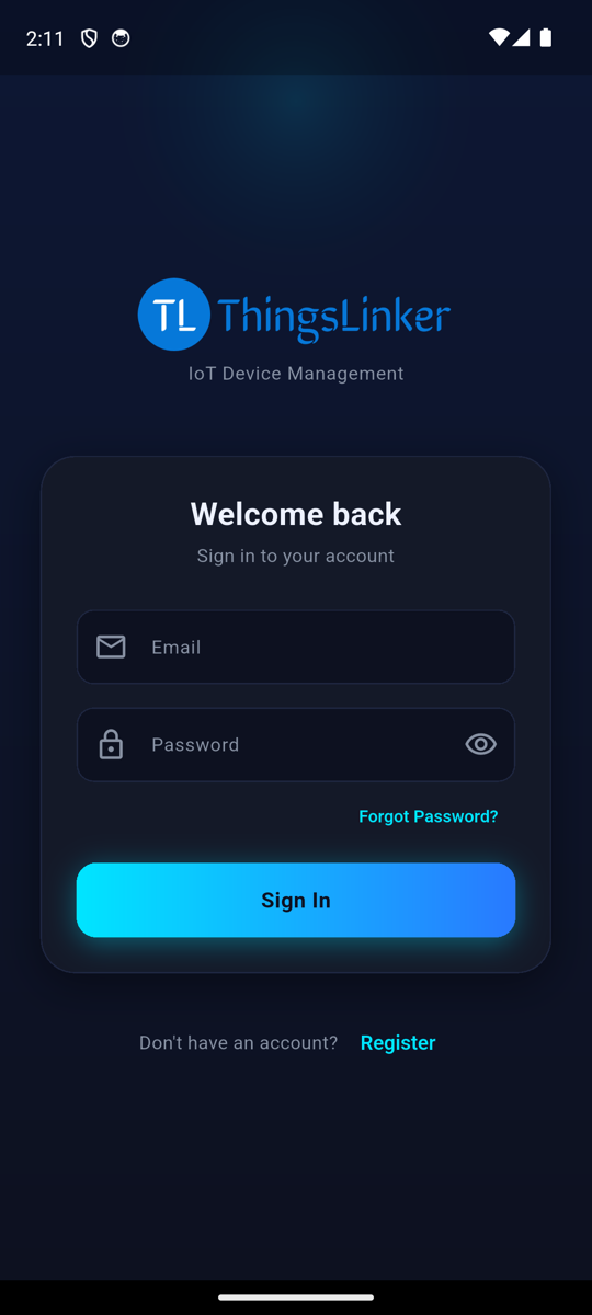 App sign-in screen