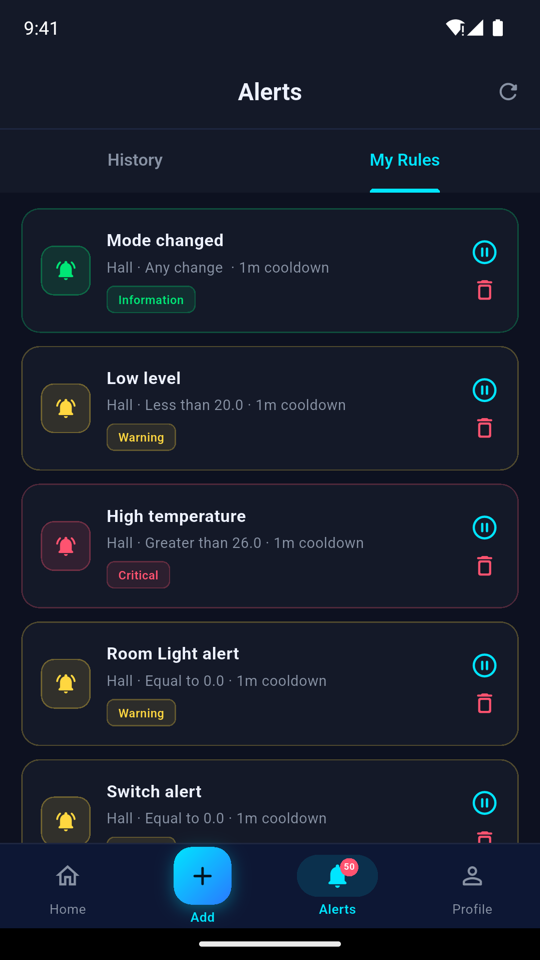 My Rules list