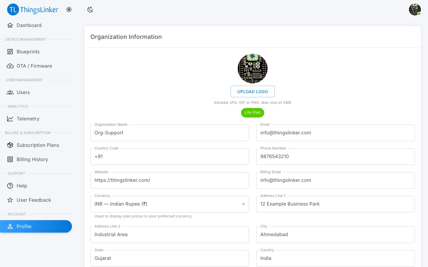 Organization Information form